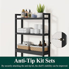 Smiry Bamboo Over The Toilet Storage Cabinet, 3 Tier, Black - Image 4