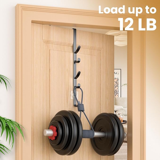 Kaiferty Over the Door Hooks, Metal Door Hooks for Hanging, Over the Door Purse Organizer for Coat Hanger, Back of Shower Door for Hanging Towel Rack Clothes, Hat, Bathroom, Closet (Black-4Packs) - Image 7