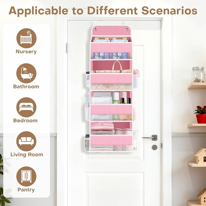 Over the Door Organizer, 4 Large Pocket Hanging Storage with 40lb Capacity - Image 3