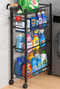 AOODA 4 Tier Laundry Room Cart with Top Detergent Holder, Pure Black by AOODA