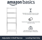 Amazon Basics 5-Shelf Adjustable Storage Shelving Unit for Garage, Steel Wire Rack, 200 Pound Loading Capacity per Shelf, 23.2" x 13.4" x 60", Chrome Finish - Image 4