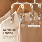 Pants Hangers with 20 Clips, Space Saving Hanging Closet Organizer (Beige) - Image 3