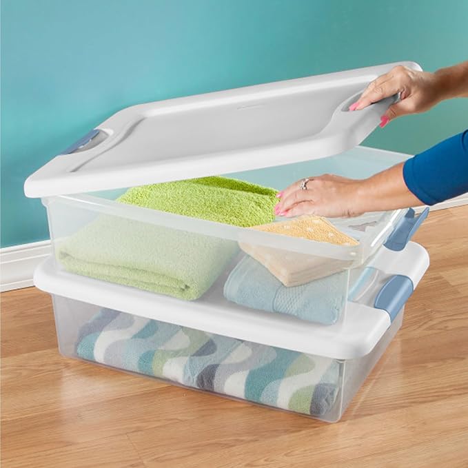 Sterilite Latching Box with Lids for Home and Office, 32 Quart, 6-Pack | Heavy-Duty and Stackable Plastic Containers with Latches for Closet, Cabinet, Bedroom, Bathroom and Dorm Room Organization - Image 9
