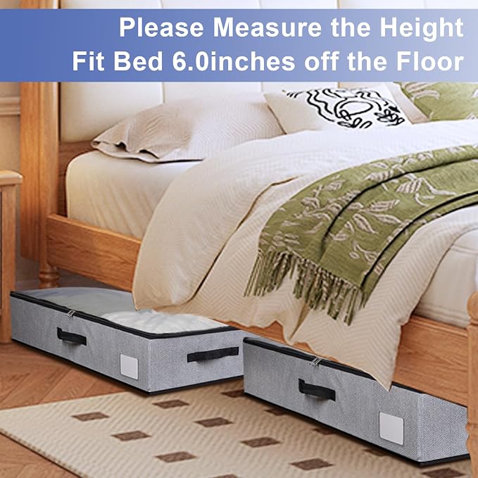 2 Pack Large Under Bed Storage Containers, Ultra-thick Fabric Underbed Bins - Image 3