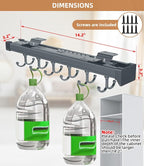 Pull Out Broom Holder, Multifunctional Slide Broom And Mop Storage/Organizer With Adjustable Double Row Sliding Hook, Garage Organization Hooks, for Closet Laundry Garage - Dark grey - 36cm - Image 4