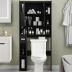 Vabches Over The Toilet Storage Cabinet with Doors and Shelves, Black - Image 3