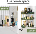 shuang qing 3-Tier Corner Bathroom Counter Organizer – Classic Storage Shelf for Makeup, Perfume & Toiletries, Space-Saving Countertop Tray Fits Bathroom, Dresser, Kitchen (Sage Green) - Image 5