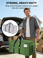 HOMESURE Supports 200lbs Heavy Duty Moving Bags - Strong Zipper & Wrap-Around Handles - Water-Resistant Storage Totes, Durable Alternative to Moving Boxes - 40 Pack - Olive Green - Image 2