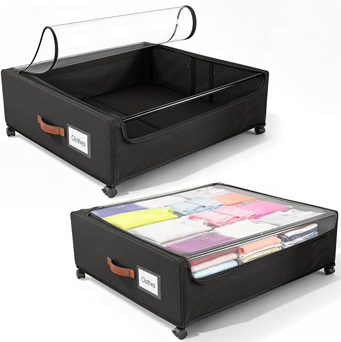 100L Extra Large Under Bed Storage with Wheels, 9.5" Extra Tall Storage Box by Unknown