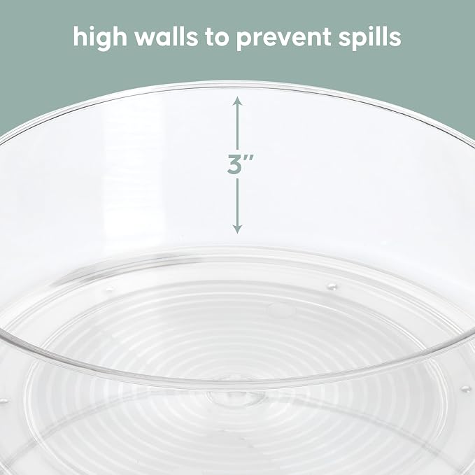 Kitchen Spaces Compact Lazy Susan Organizer, Fridge or Cabinet Turntable Shelf Storage for Kitchen and Pantry Items, Great for Spices or Condiments, Clear and Sturdy with Full Spin, 9 x 9 x 3.4 inches - Image 4