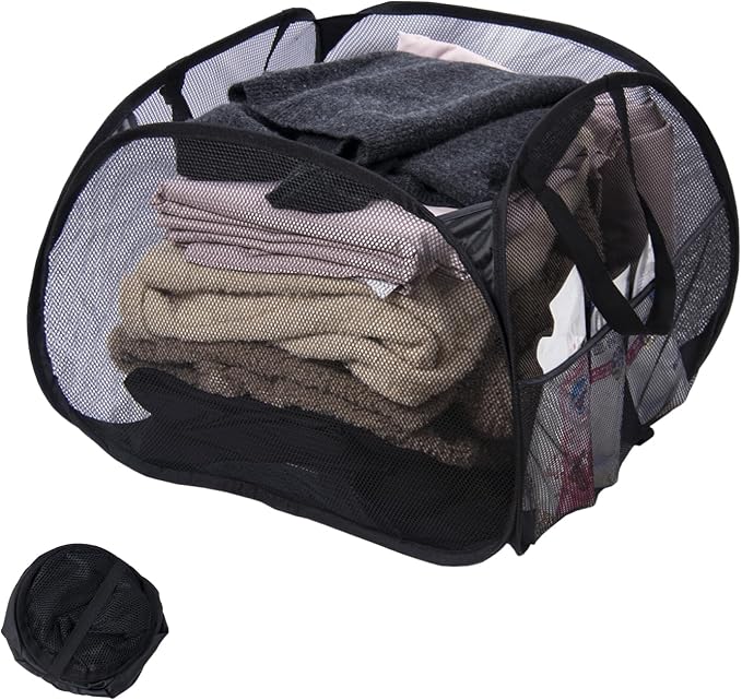 Collapsible Laundry Basket, 90L Mesh Pop-up Hamper with Handles by HEDONLEE