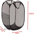 2 Pcs Foldable Laundry Basket, 22.8 Inch x 14 Inch x 14 Inch Mesh Handy Pop Up Hamper for Clothes and Storage (black) - Image 2