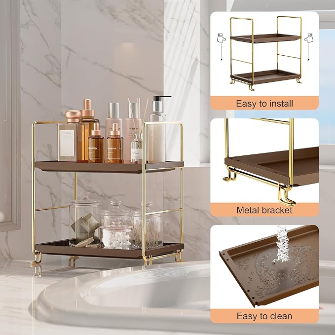 FSyueyun 2-Tier Bathroom Countertop Organizer, Makeup Organizer for Vanity - Image 3
