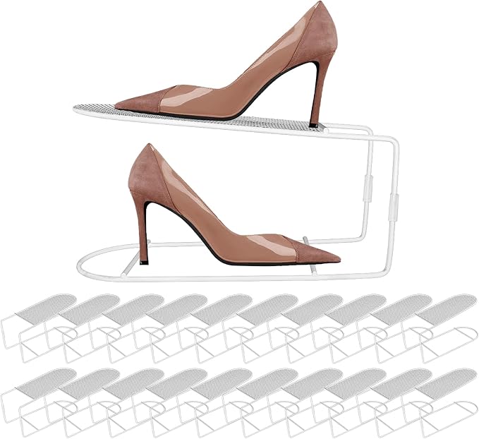 CiBiZi Shoe Slots Organizer 20Pack Metal Shoe Stackers for a Pair of Shoes Display Shelf Shoe Holder Shoe Storage Closet Organizers Shoe Space Saver Organizador de Zapatos White by CiBiZiUS