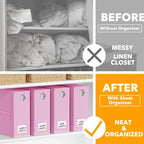 SpaceAid 4 Pack Bed Sheet Organizers and Storage, Foldable Sheet Organizer for Linen Closet, Sheets Set Folder Keeper with Window XL (Queen & King Size) Bedding Container (Pink, 4 Pack) - Image 2