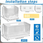 4 PCS 2 Size Plastic Adhesive Mount Over Cabinet Door Organizer, Under Sink Door Storage Shelf Refrigerator Side Storage Box, Wall Organization Container for Kitchen Bathroom Office - Image 2