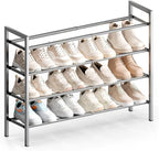 Bumusty 4 Tier Expandable Shoe Rack for Closet, Light Grey | 18"-33" Adjustable Shoe Rack for Entryway, Small Shoe Organizer for Dorm, Front Door, Sturdy Metal by BUMUSTY