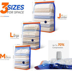 Vacbird Vacuum Storage Bags Jumbo with Pump for Clothes & Bedding,18 Pcak - Image 4