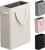 Optish 50L Slim Laundry Hamper, Baby Hamper for Nursery with Handles, Narrow Laundry Basket for Dorm, Bedroom, Living Room, Collapsible Laundry Basket, White by Optish