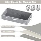 Under Bed Storage, Under Bed Storage Containers Bins for Clothes, Large Linen Underbed Closet Organization Bins, 2 Pack Collapsible Underbed Bin Dorm for Clothes, Sweater, Gray - Image 4