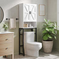 USHOWER White Over The Toilet Storage Cabinet with Barn Doors by USHOWER