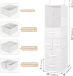 GRANNY SAYS Hanging Closet Organizer, 5 Drawers, 6 Shelves, 6 Pockets | Hanging Closet Organizer with 5 Different Drawer Designs, 6 Shelves & Reinforced Structure for Organized Small Space, Whites - Image 3