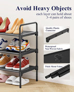 Kitsure Shoe Rack for Closet, Shoe Storage, 27.6" Wide - 3 Tiers, Black | Shoe Organizer for Closet, Entryway, Living Room, Space-Saving Shoe Shelf, Sturdy Zapateras Organizer - Image 5
