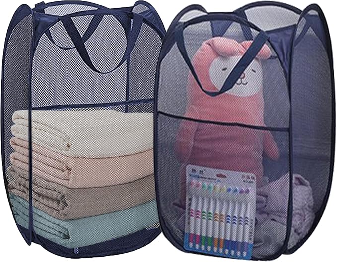 Foldable Clothes Basket Mesh Pop Up Laundry Hamper for Apartment, RV by Aplter