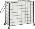 WOWLIVE Laundry Basket 3 Section with Wheels, Metal Rolling Laundry Hamper by WOWLIVE