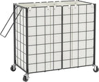 WOWLIVE Laundry Basket 3 Section with Wheels, Metal Rolling Laundry Hamper by WOWLIVE