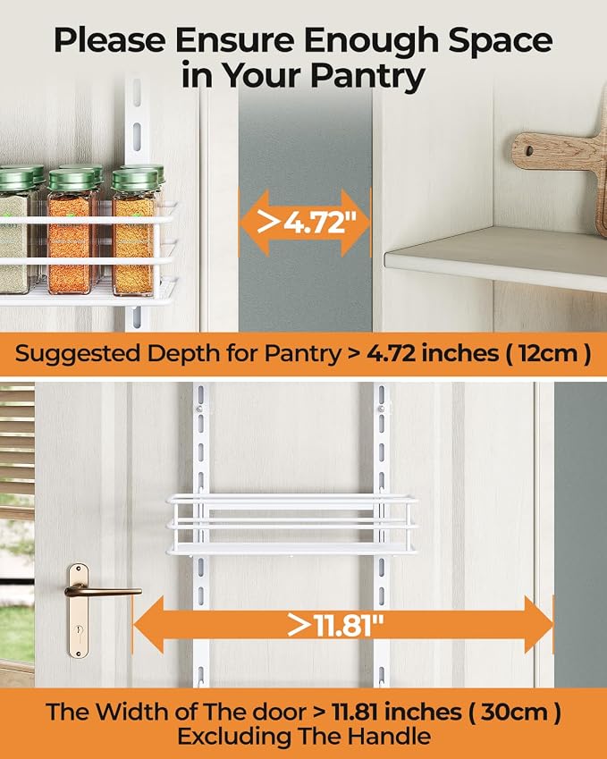 6-Tier Narrow Pantry Door Organizer,Over the Door Pantry Organizer,White - Image 2