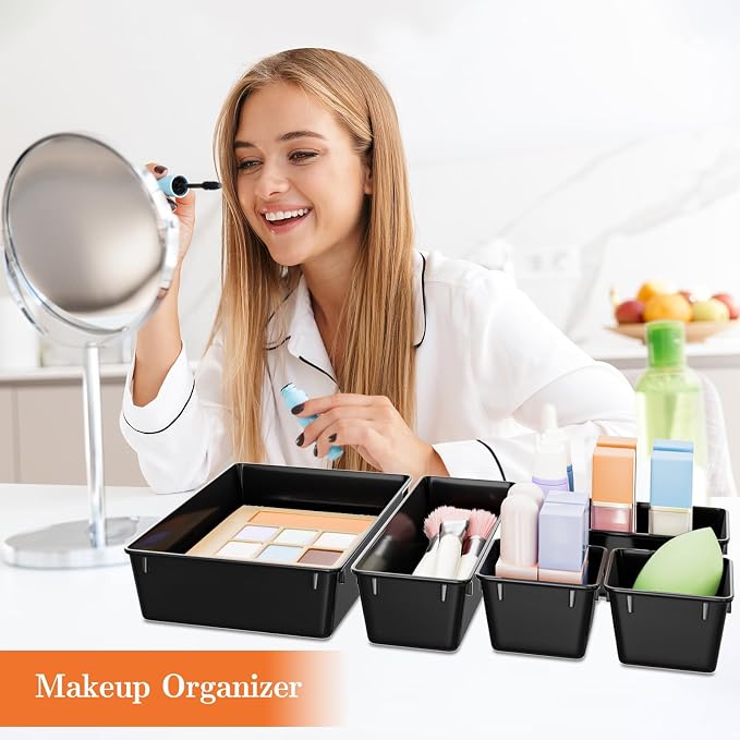 SpaceHacks 25 PCS Plastic Drawer Organizer, 4-Size Versatile Organizer Trays & storage Bins - Image 5