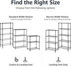 Amazon Basics 5-Shelf Heavy Duty Garage Shelving Storage Rack with 4" Wheel Casters, Adjustable Metal Wire Organizer, 300 lbs Per Shelf, 30" x 14" x 64.75", Black - Image 6