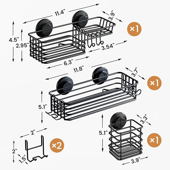 LEVERLOC Shower Caddy Suction Cup, Bathroom Organizer for Inside Shower - Image 3