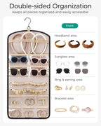 BAGSMART Hanging Jewelry Organizer Claw Clip Necklace Holder Roll for Hair Ties, Headbands, Clips, Earrings, Necklaces, Glasses Double-Sided on Closet, Wall, Door, 1 piece, Large-Teal - Image 2