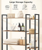 HOOBRO Over The Toilet Storage, 8-Tier Bathroom Organizer Over Toilet Shelf, Storage Rack Above Toilet Stand, Freestanding Space Saver, Toilet Paper Holder, Rustic Brown and Black BF86TS01 - Image 5