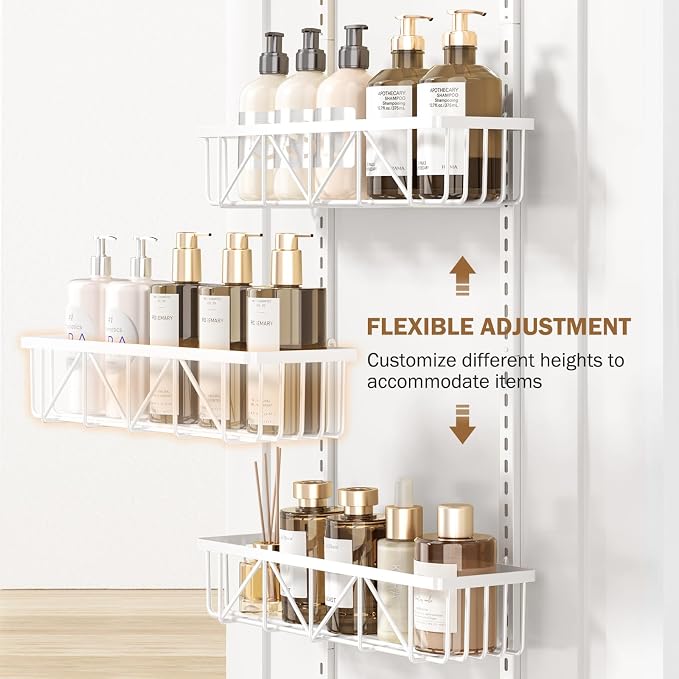 Delamu Adjustable Over the Door Pantry Organizer, 6-Tier Metal Pantry Organization and Storage for Kitchen, Hanging Spice Rack Seasoning Shelves, Cabinet Door Organizer for Easy Install, 16" - Image 3