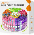 AIEVE Extra Large Drink Packet Organizer, 360° Lazy Susan Rotating Turntable for Larger Powder Drink Mix, Hydration Packets Acrylic Pantry Organizers for Kitchen Storage Organization by Aieve