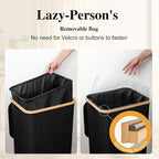 Foluck 100L Laundry Hamper with Lid Removable Bag and Bamboo Handles - Image 3