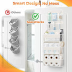 SpaceHacks 5-Tier Over the Door Organizer with Mesh Pockets, Baby Nursery Storage for Closet, Bathroom and Bedroom, Adjustable Hanging Closet Organizer for Cosmetics, Books and Essentials (Beige) - Image 4