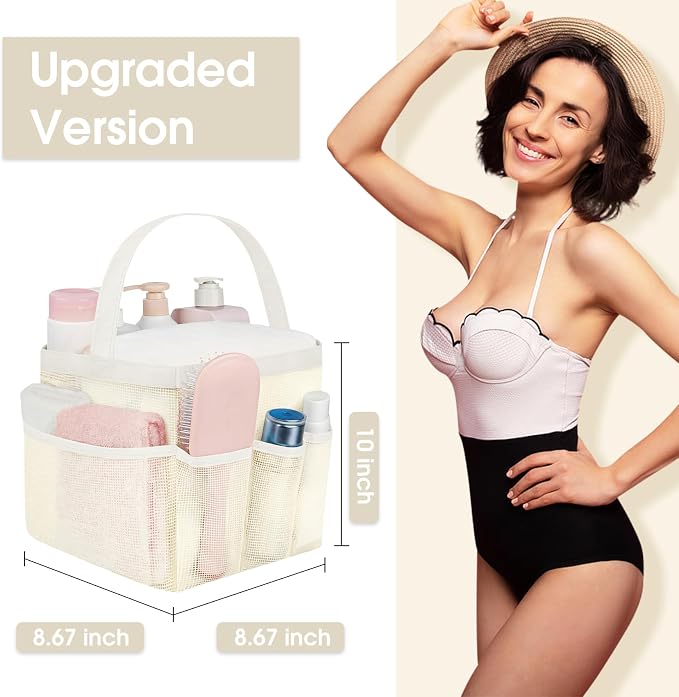 Mesh Shower Caddy Portable - 9 Pockets for College Dorm Room Essential - Image 2