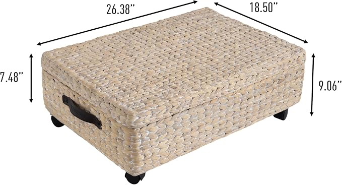 happimess Chett Underbed Storage Bin Wheels 26", White Wash/Dark Brown - Image 3