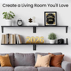 BAYKA Wall Mounted Floating Shelves, Wood, Black, Set of 4, 23in - Image 3