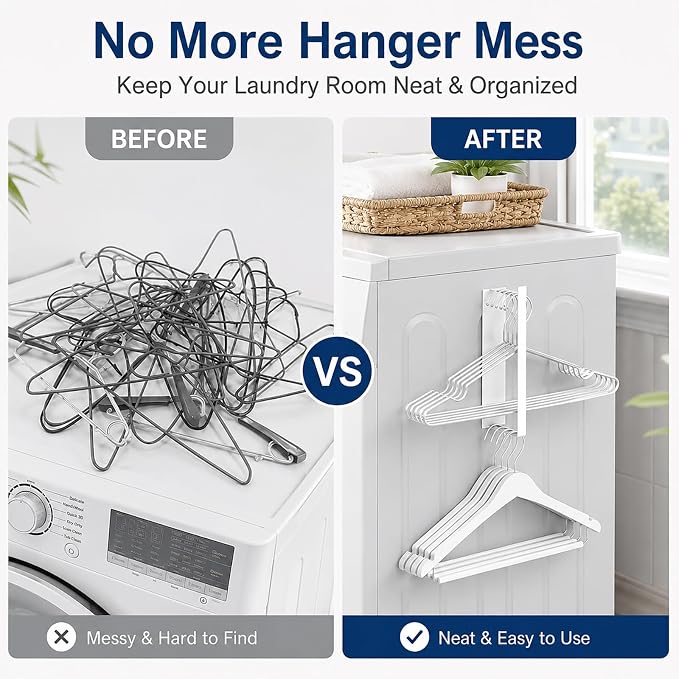Magnetic Hanger Organizer for Washing Machine & Closet Laundry Room, Hanger Storage Rack Stacker - Image 2