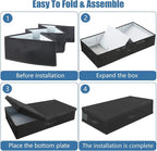 Supowin 2Pack Large Underbed Storage Containers Bin with Lids, Black | 6 Inches Tall Under Bed Storage Organizer Box with Handles, Foldable Closet Organizer for Clothes, Blankets, Seasonal Items - Image 3