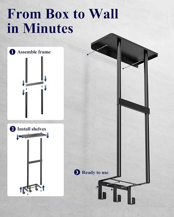 Kitsure Wall Mounted Towel Rack, Metal Towel Holder with Shelf, 29.3" H - Image 5
