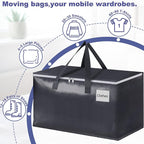 StorageRight Heavy Duty Moving Boxes-Moving Bags with Zipper, Reinforced Handles and Tag Pocket-Collapsible Moving Supplies-Totes for Storage Great for Moving, Storage and Travel 93L(Gray-6 Pack) - Image 4