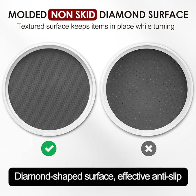2 Set, 10 Inch Non-Skid Lazy Susan Organizers - Turntable Rack for Cabinet, Pantry Organization and Storage, Kitchen, Fridge, Bathroom Makeup Vanity Countertop, Under Sink Organizing, Spice Rack - Image 3