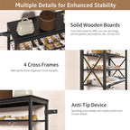 8 Tier Shoe Rack for Closet, Tall Shoe Storage for 32 Pairs, Adjustable Shoe Organizer for Front Door Entrance Bedroom Garage, Black - Image 4