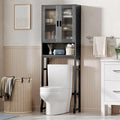 USHOWER Black Over The Toilet Storage Cabinet with Glass Doors by USHOWER